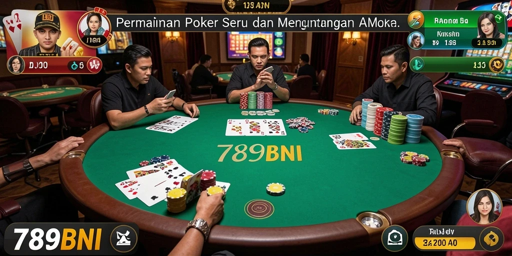 Tampilan gameplay seru di aplikasi 789BNI Poker.