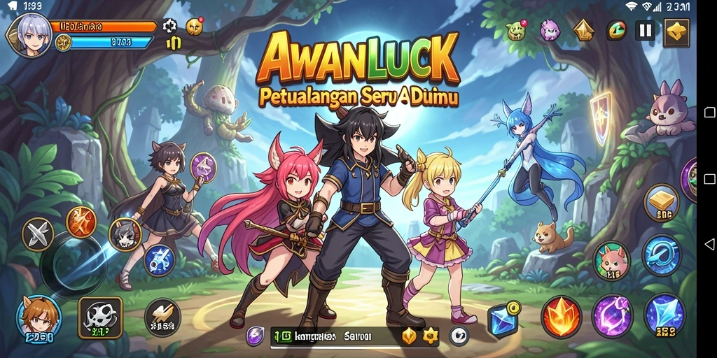 Screenshot gameplay AWANLUCK menampilkan aksi seru dan karakter anime yang menarik.
