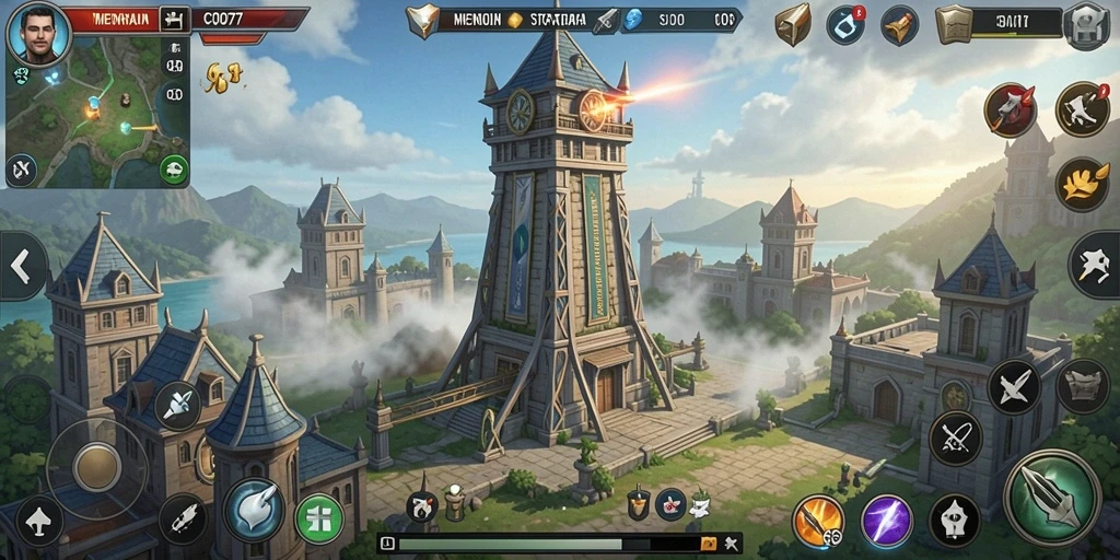 Tampilan menarik dari gameplay COO77 dengan strategi menara yang menawan.