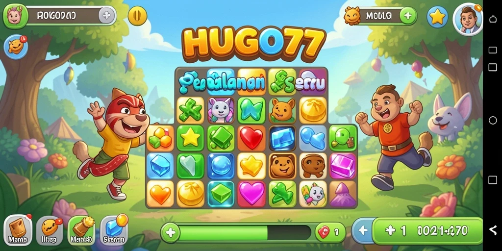 Tangkapan layar dari gameplay <strong>HUGO77</strong> yang seru dan penuh warna.