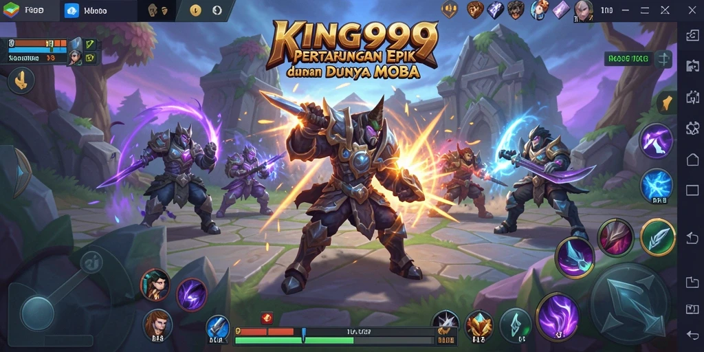 Tangkapan layar gameplay KING999 menampilkan aksi seru di arena pertarungan.