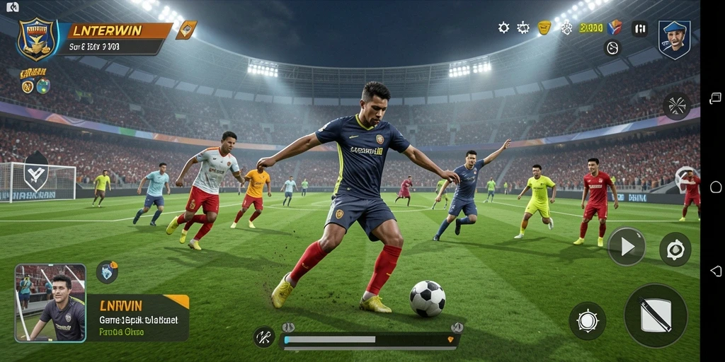 Tampilan gameplay LNTERWIN dengan aksi seru di lapangan.